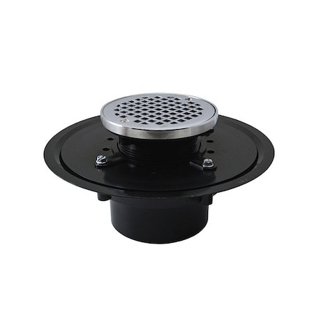 Jones Stephens 4in. Heavy Duty ABS Drain Base with 3-1/2in. Plastic Spud and 5in. Chrome Plated Strainer with Ring D53483